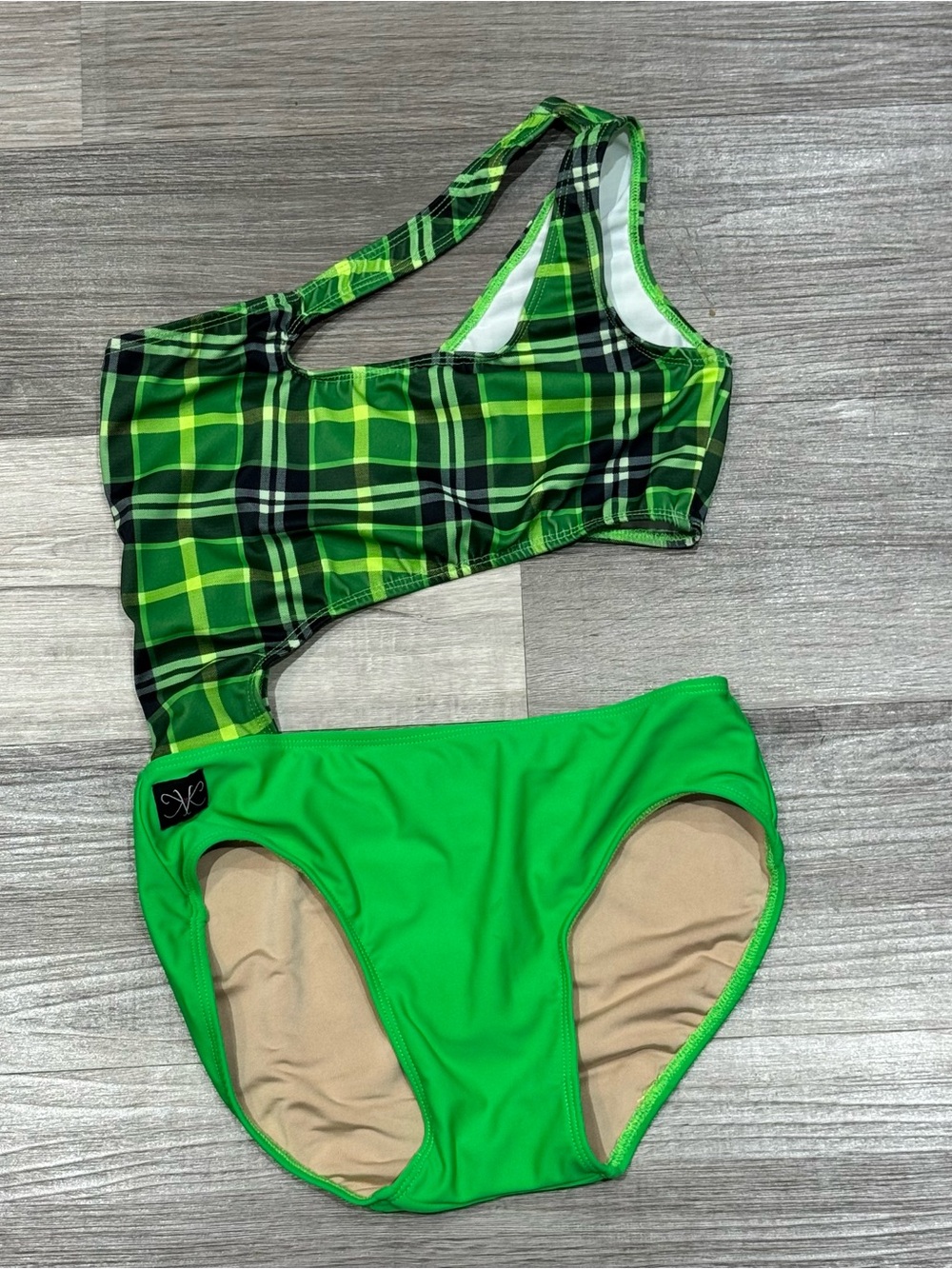 Kandi Kouture Green Plaid Dance/Pageant Leotard | Teen XS (0/2)